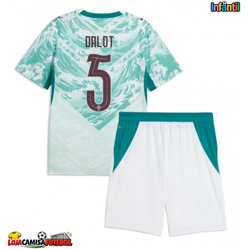 Camisa de Futebol Portugal Diogo Dalot #5 Equipamento Secundário Infantil Mundo 2026 Manga Curta (+ Calças curtas)